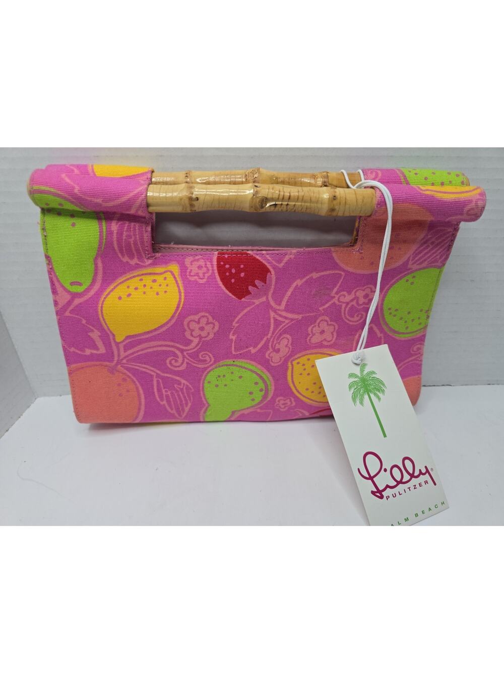 Lily Pulitzer Bamboo Handle Clutch Fruit Tropical Island Summer